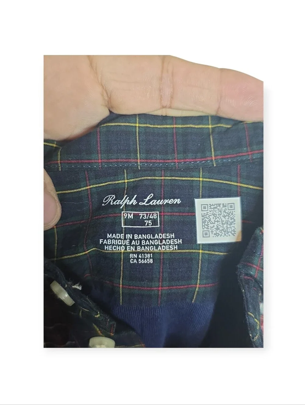 Ralph Lauren Baby boy plaid patchwork one piece outfit, size 9months